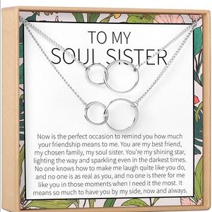 Soul Sisters Necklace - Best Friend Gift Jewelry Long Distance, Friends Forever